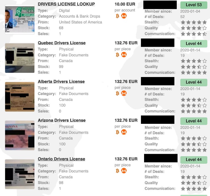 dark web sales