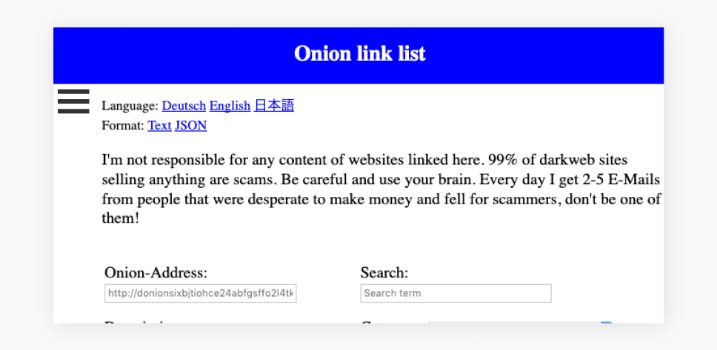 dark web links for android