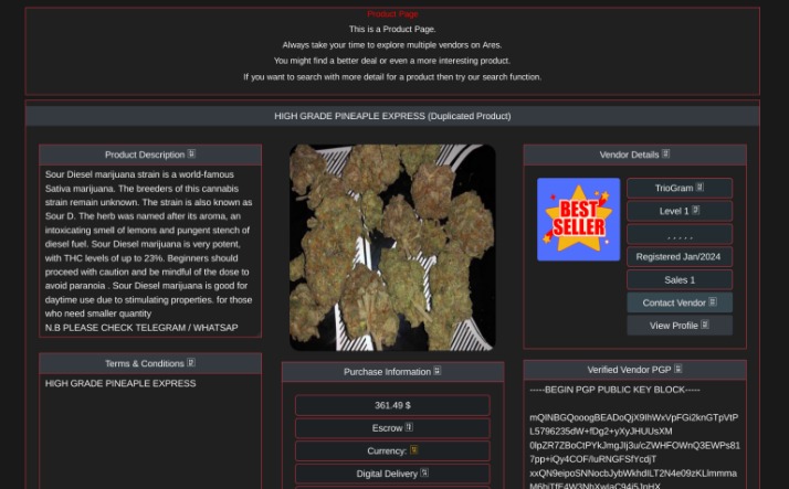 ares market darknet