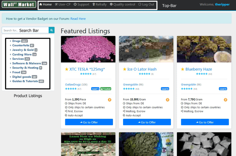 dark web market urls